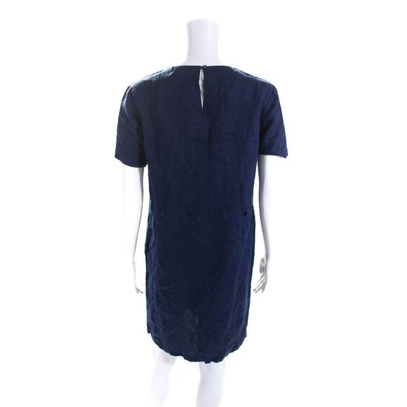 Calypso Saint Barth Womens Short Sleeve Crew Neck Sheath Dress Blue Linen XS - Picture 3 of 6